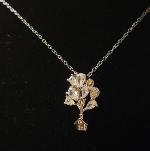 Stainless Steel Necklace & Pendant, House With Balloons, Extension Chain NWOT